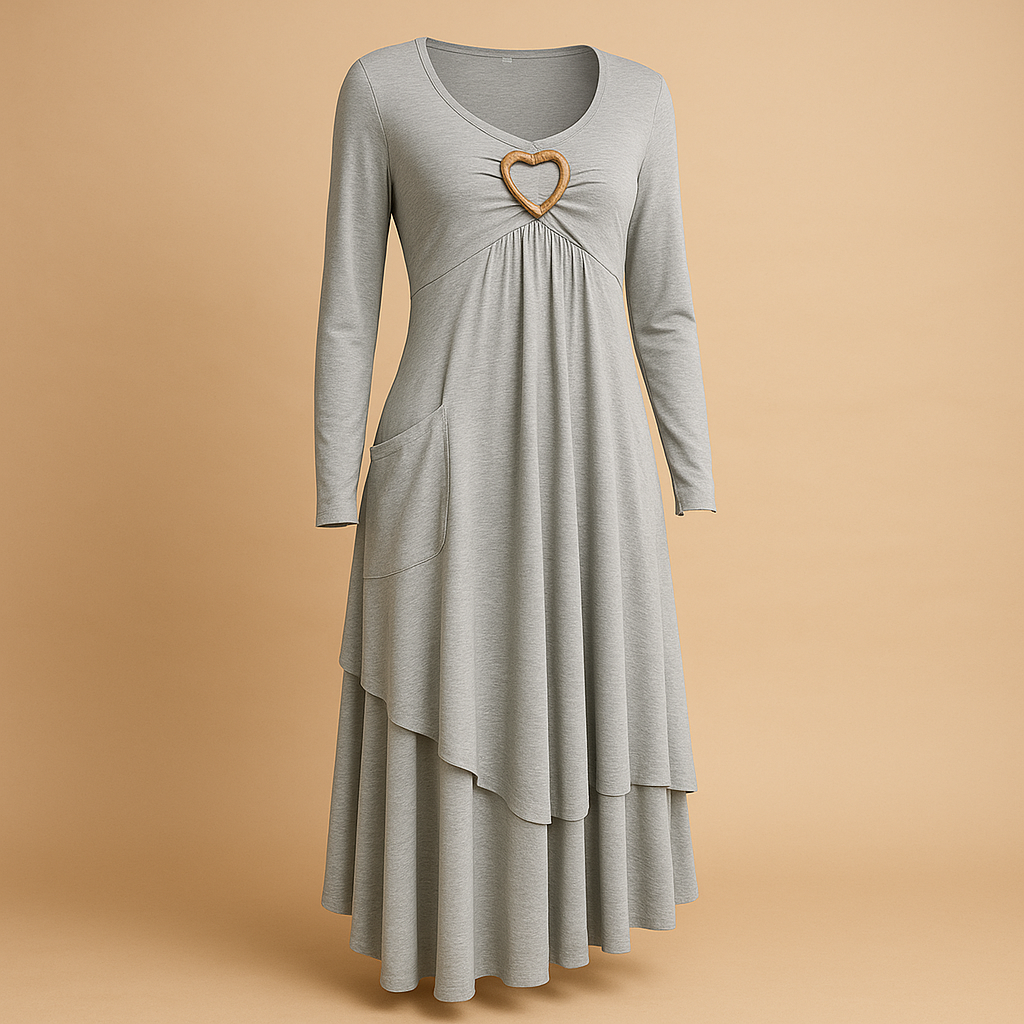 Elegant long A-line dress with pockets for women | Beatrice