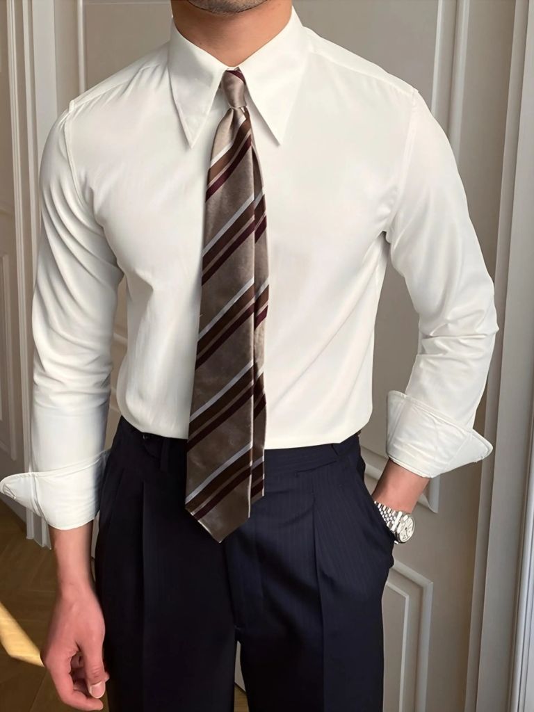 Elegant Spearpoint Collar Shirt for Men