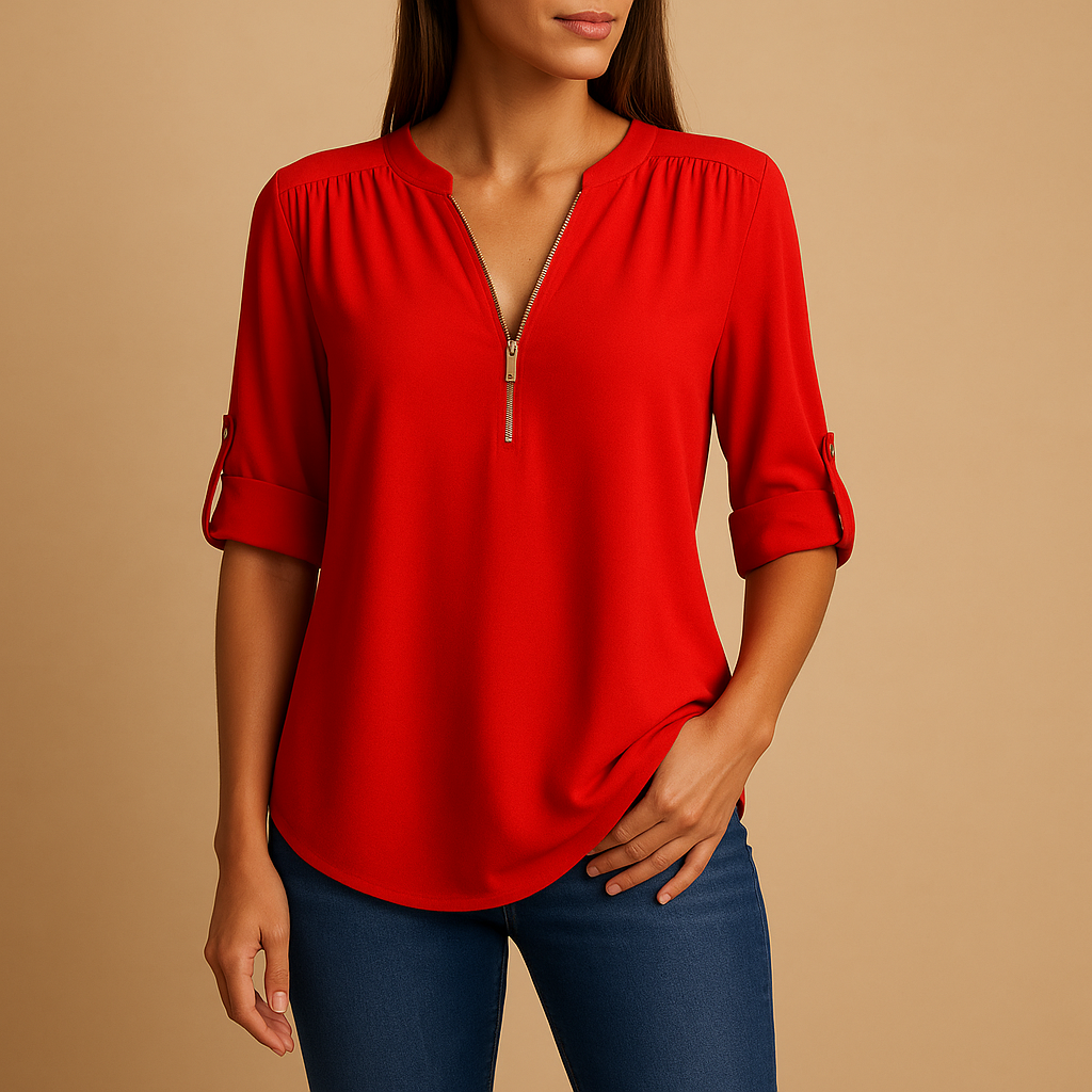 Elegant V-neck summer blouse for women | Naomi