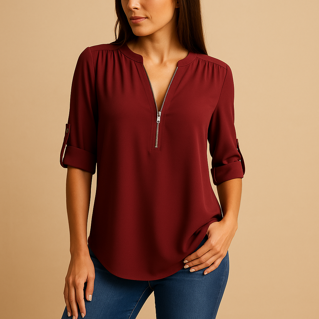 Elegant V-neck summer blouse for women | Naomi