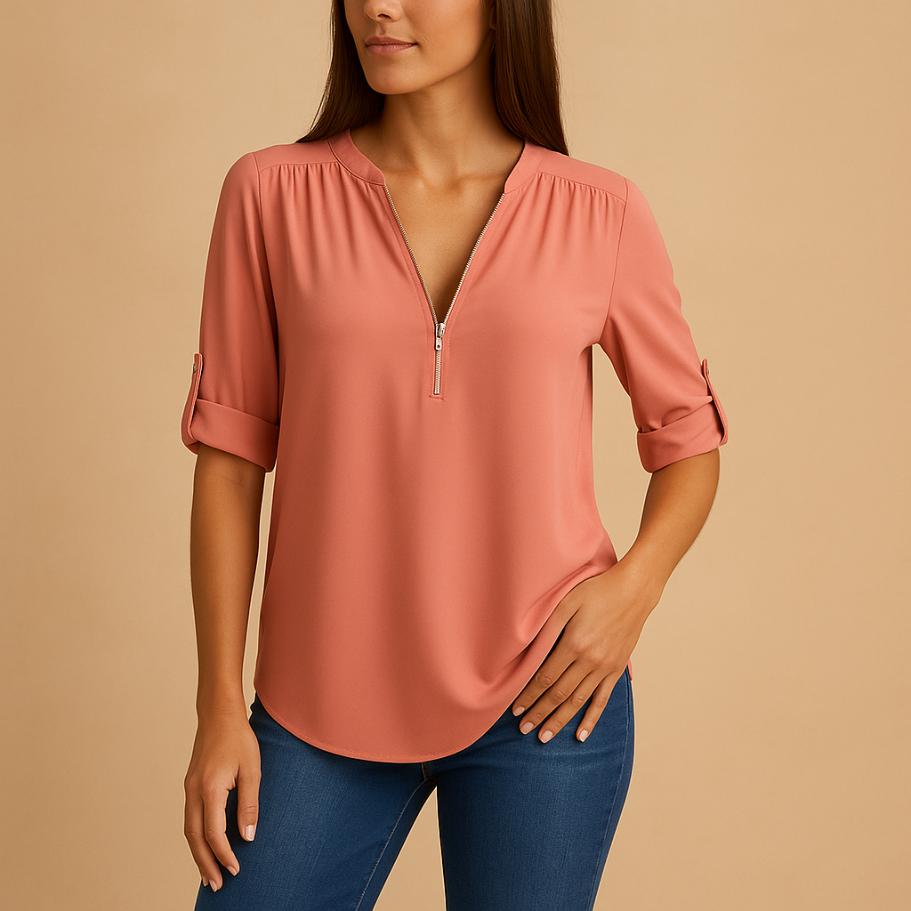 Elegant V-neck summer blouse for women | Naomi