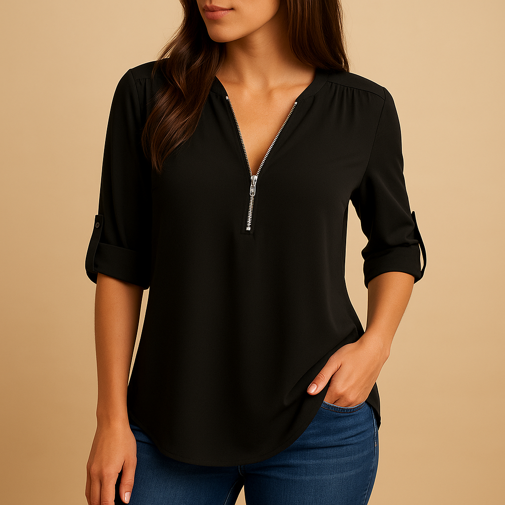 Elegant V-neck summer blouse for women | Naomi