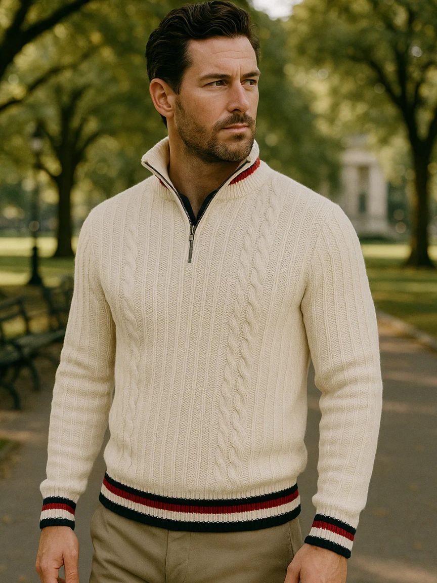 Essential Half Zip Turtleneck Sweater for Men