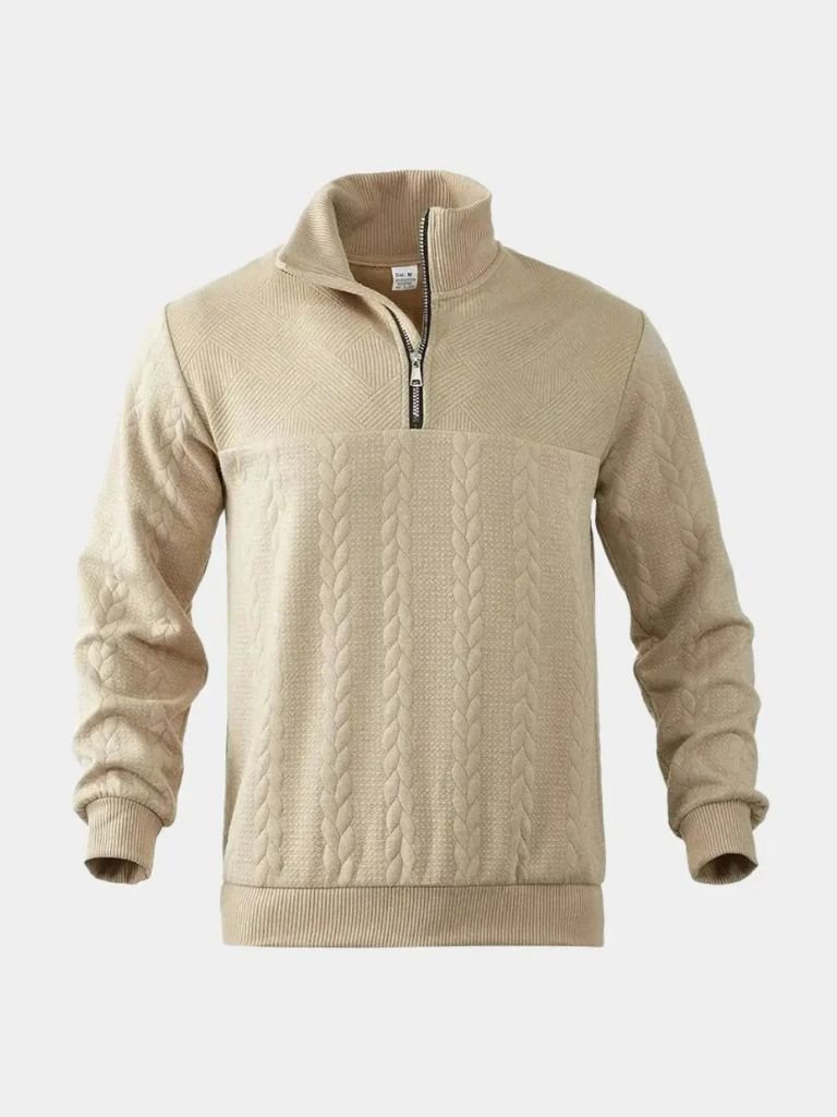 Essential Henley Quarter Zip Pullover for Men