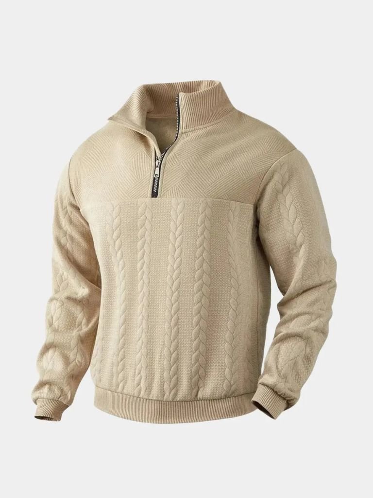 Essential Henley Quarter Zip Pullover for Men