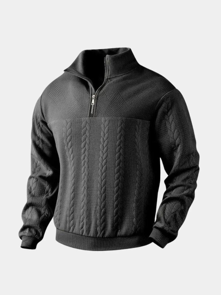Essential Henley Quarter Zip Pullover for Men