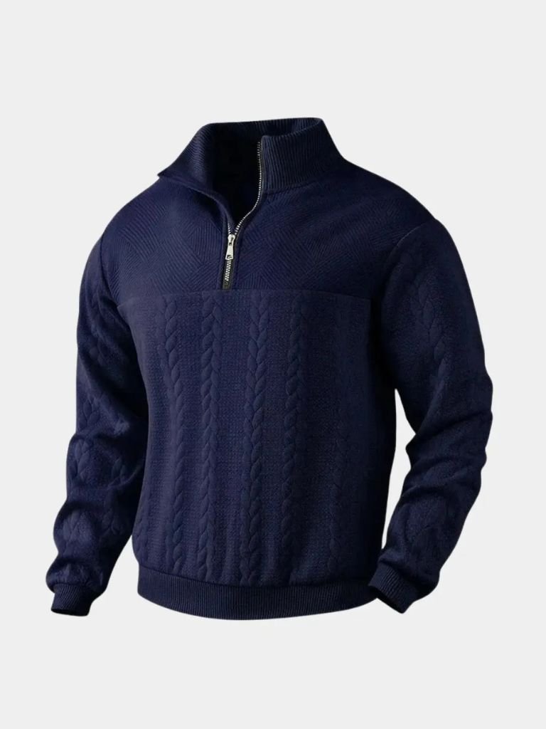 Essential Henley Quarter Zip Pullover for Men