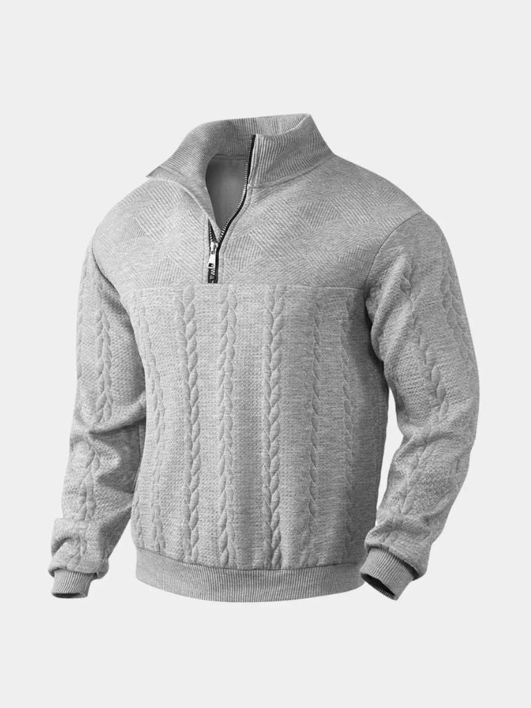 Essential Henley Quarter Zip Pullover for Men