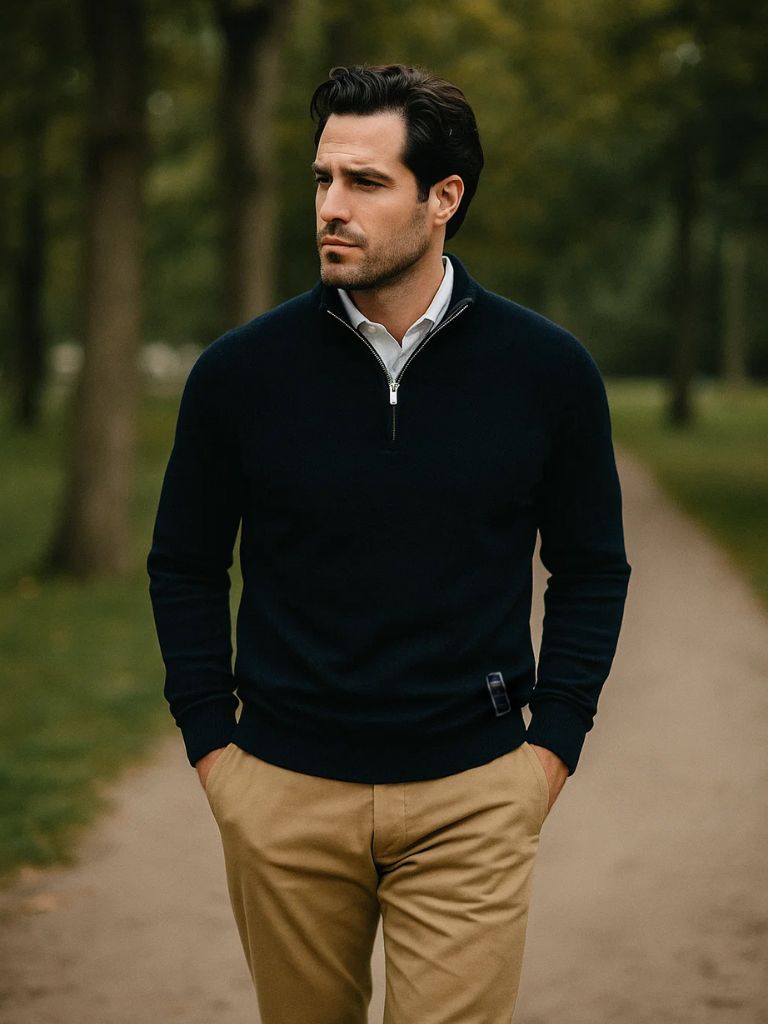 Essential Quarter-Zip Jumper Sweater for Men