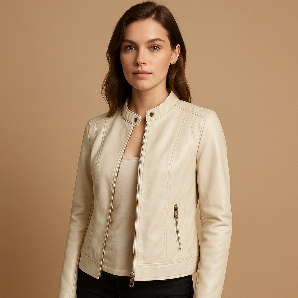 Faux leather biker jacket for women | Brielle