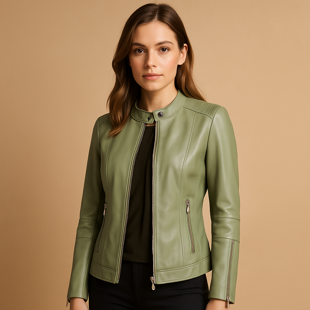 Faux leather biker jacket for women | Brielle