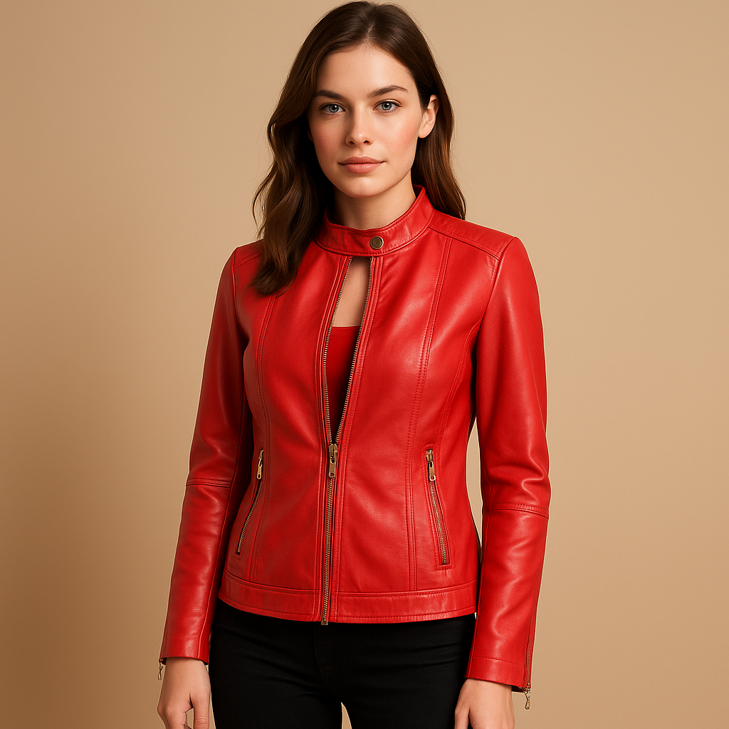 Faux leather biker jacket for women | Brielle