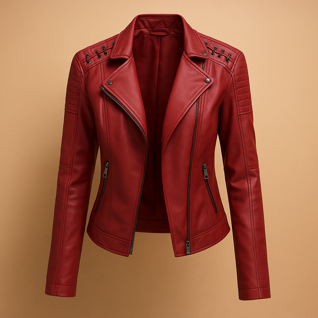 Fitted faux leather jacket with standing collar for women | Sophie