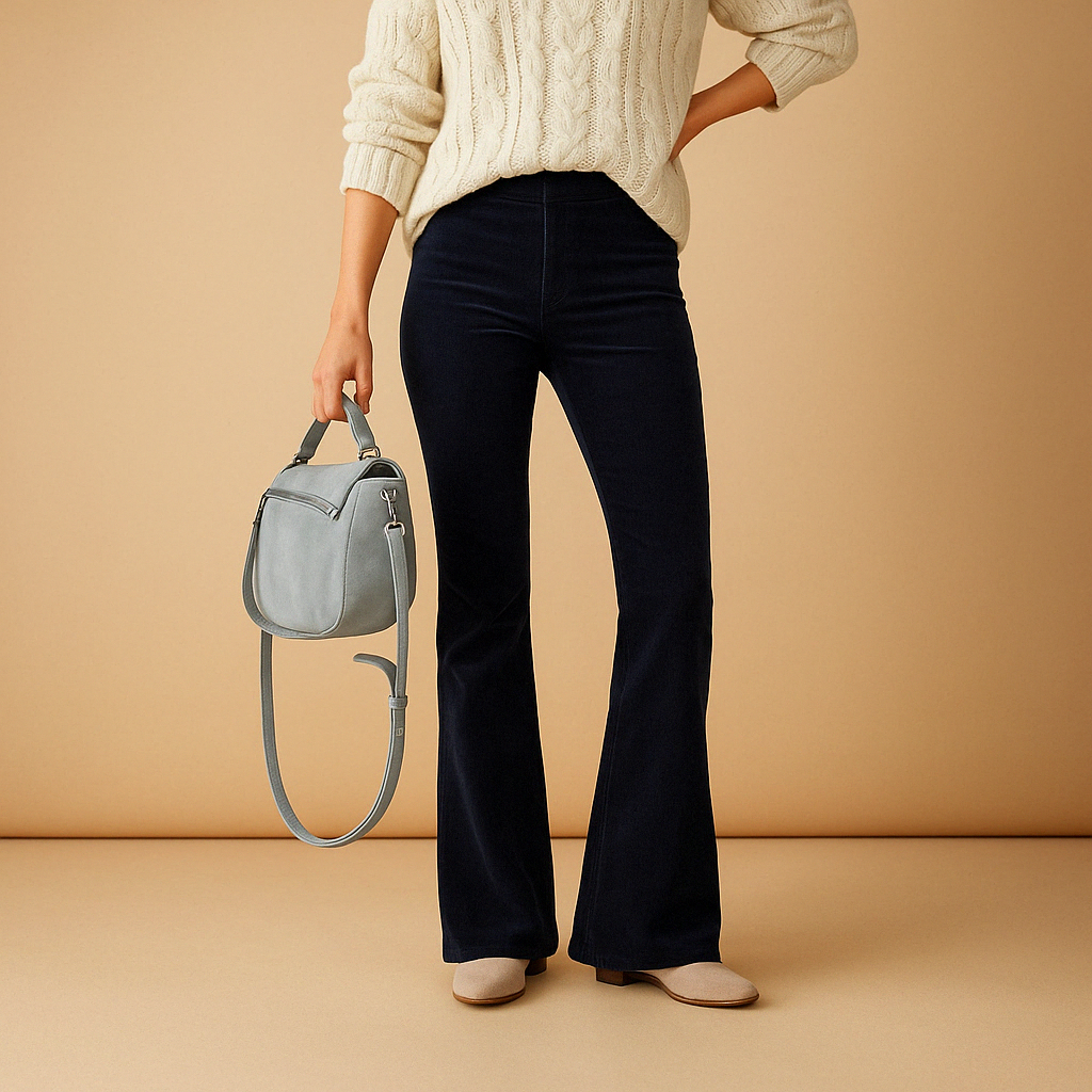 Flared corduroy pants with retro look for women | Maisie