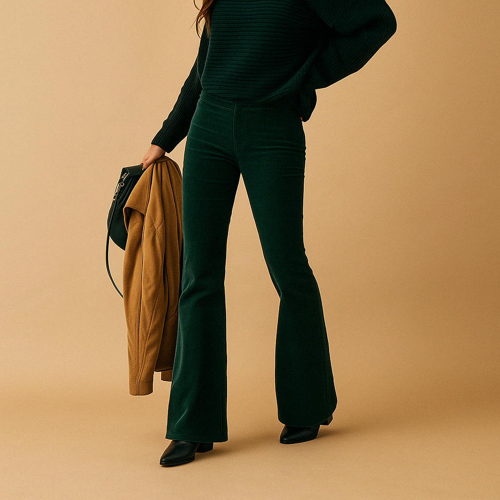 Flared corduroy pants with retro look for women | Maisie