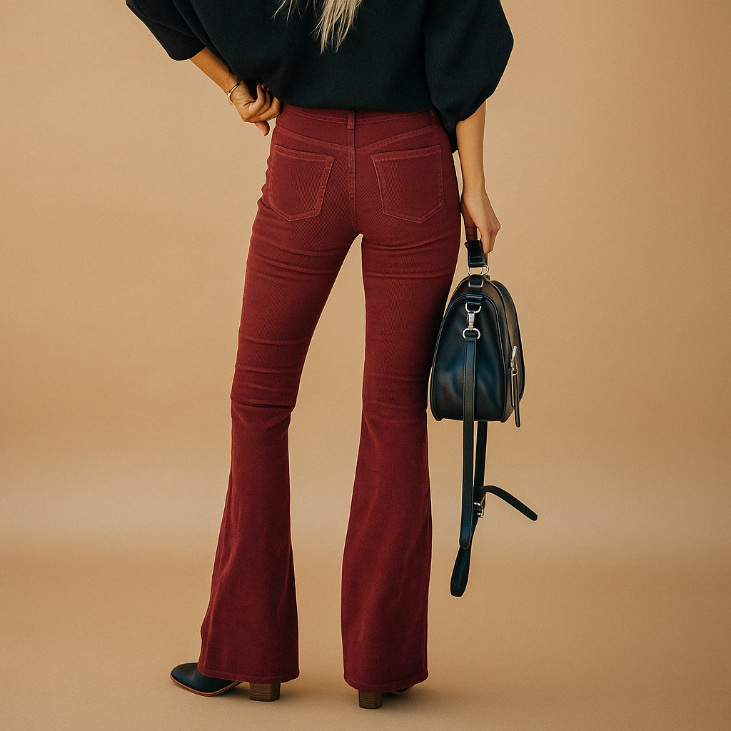 Flared corduroy pants with retro look for women | Maisie