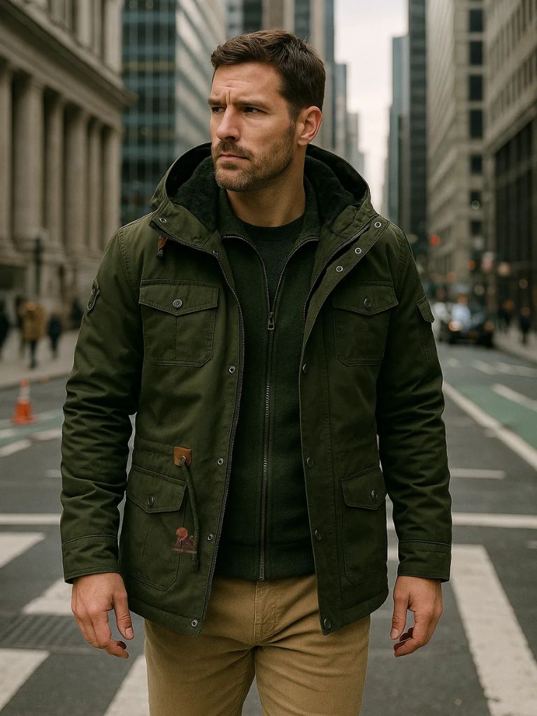 Fleece Hooded Bomber Jacket for Men