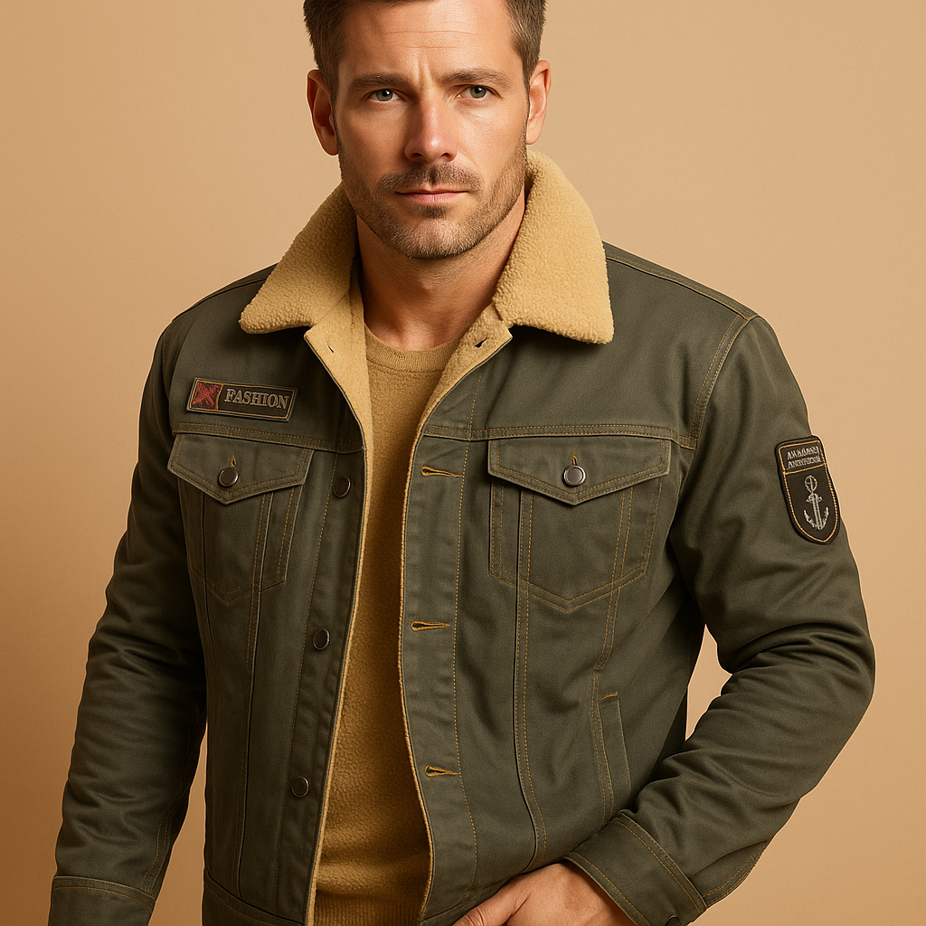 Fleece motorcycle jacket with reinforced panels for men | Mason