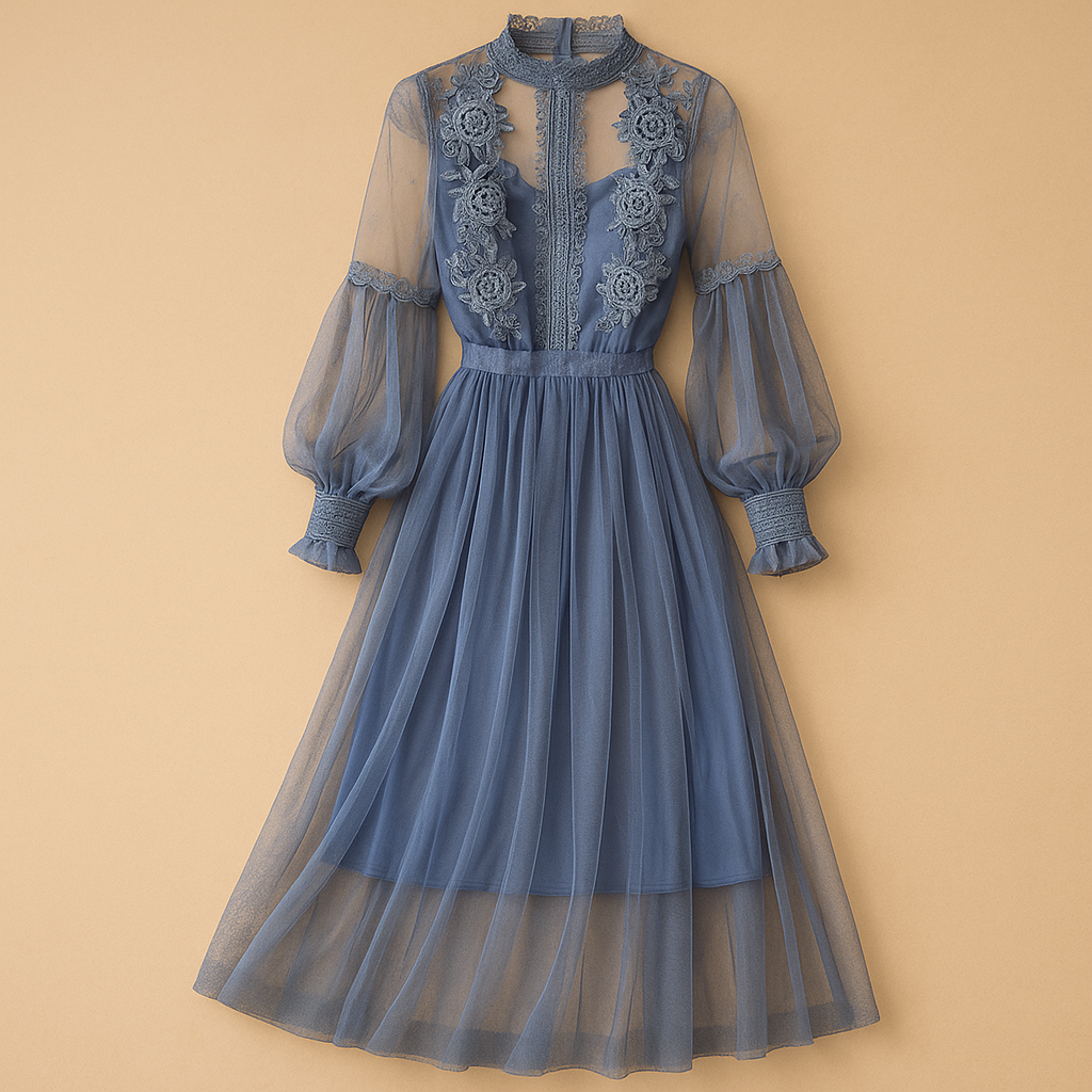 Floral long sleeve dress with high waist for women | Delilah