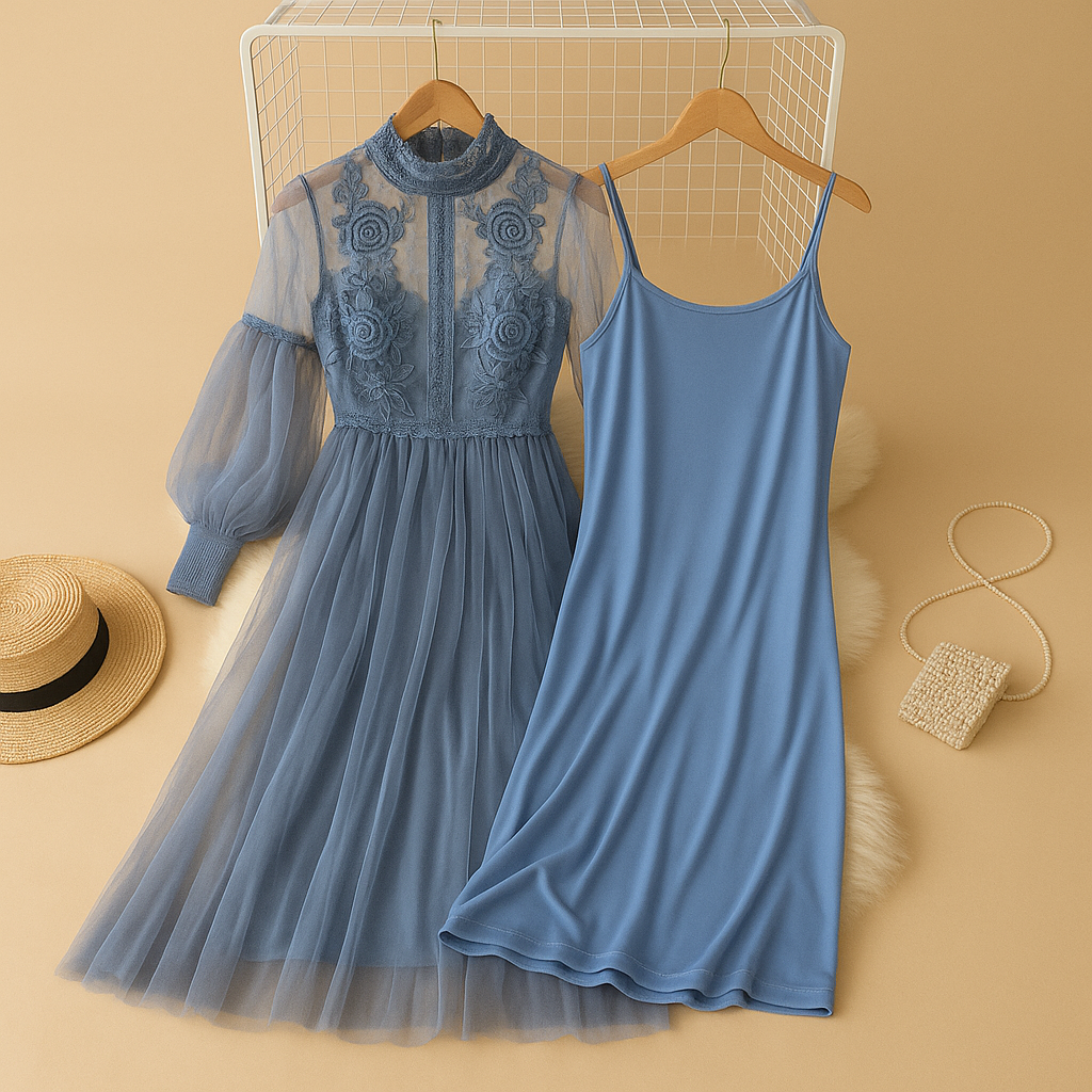 Floral long sleeve dress with high waist for women | Delilah