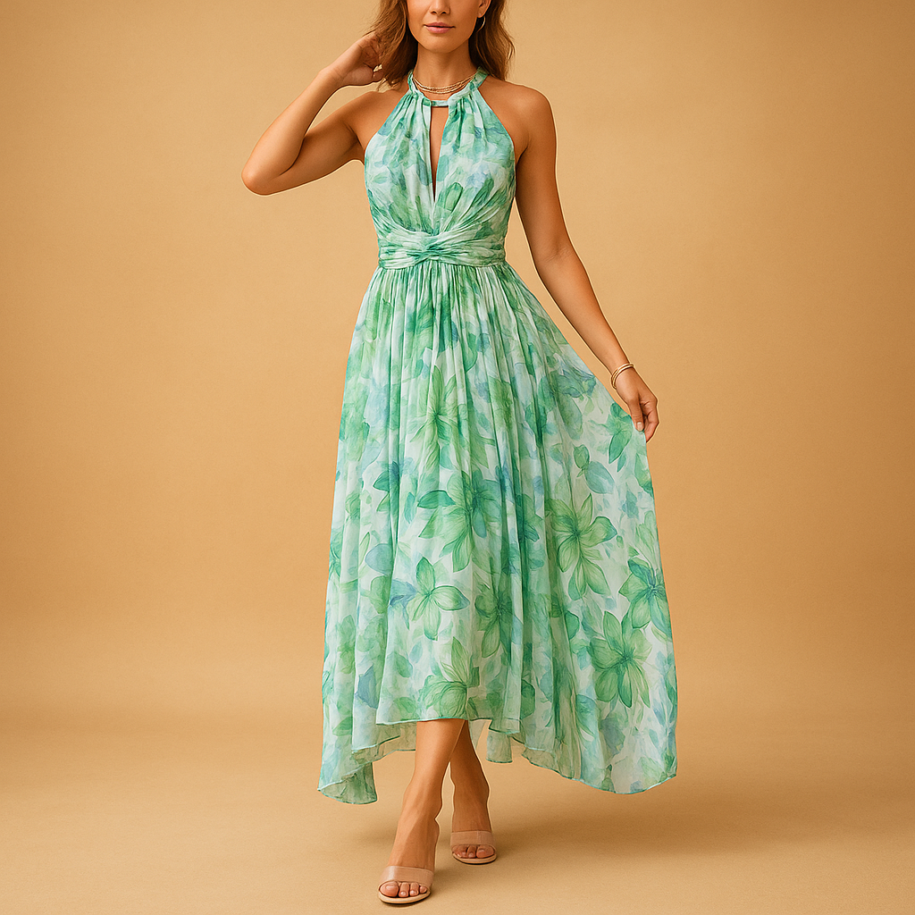 Floral sleeveless maxi dress for women | Isabelle