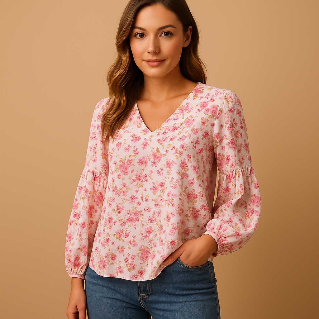 Floral long sleeve summer blouse for women | Clara