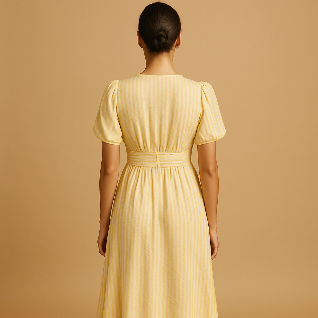 Flowy buttoned maxi dress with long sleeves for women | Danique