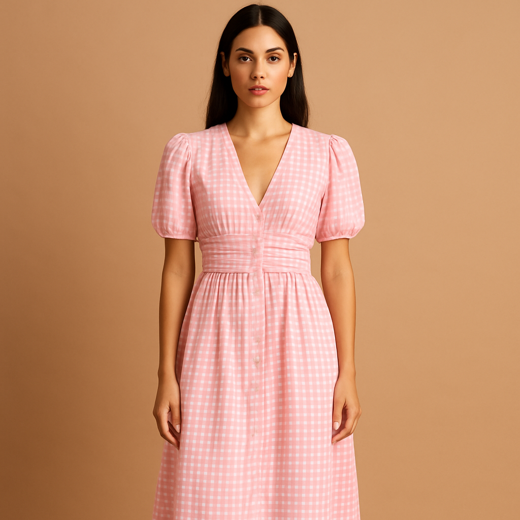 Flowy buttoned maxi dress with long sleeves for women | Danique