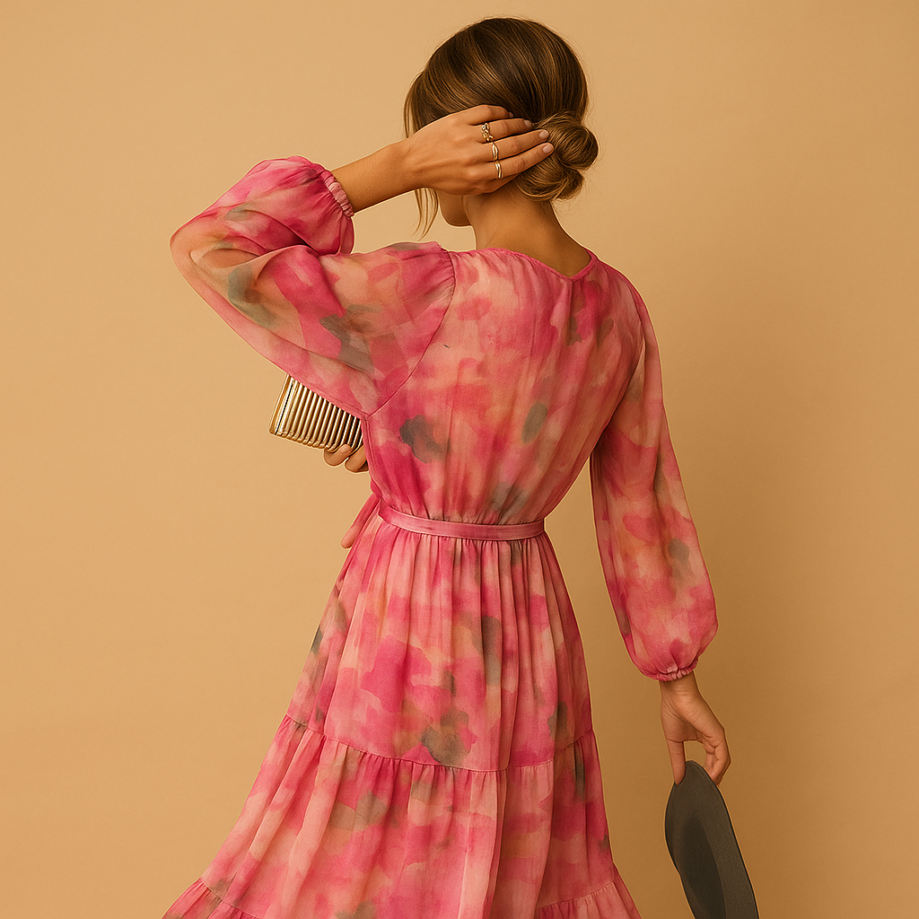 Flowy long summer dress with sleeves for women | Ivy