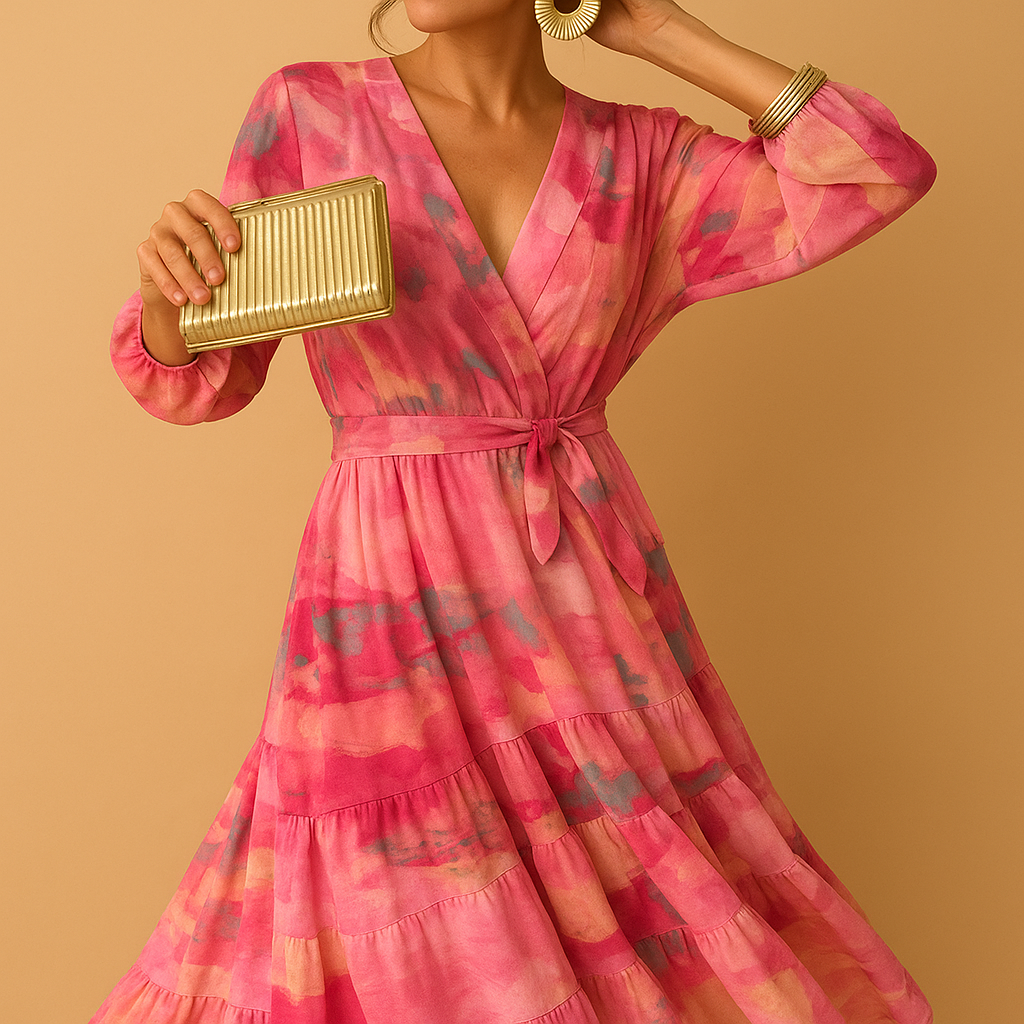 Flowy long summer dress with sleeves for women | Ivy