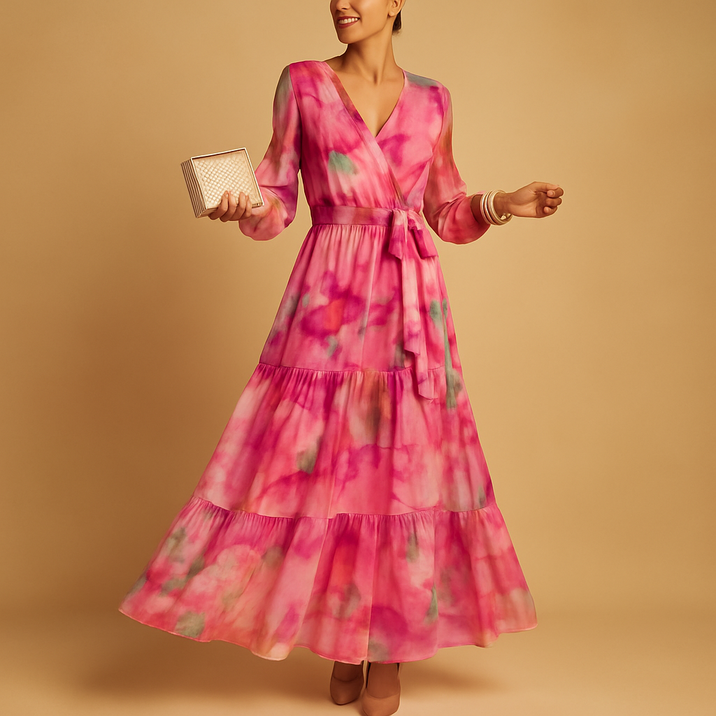 Flowy long summer dress with sleeves for women | Ivy