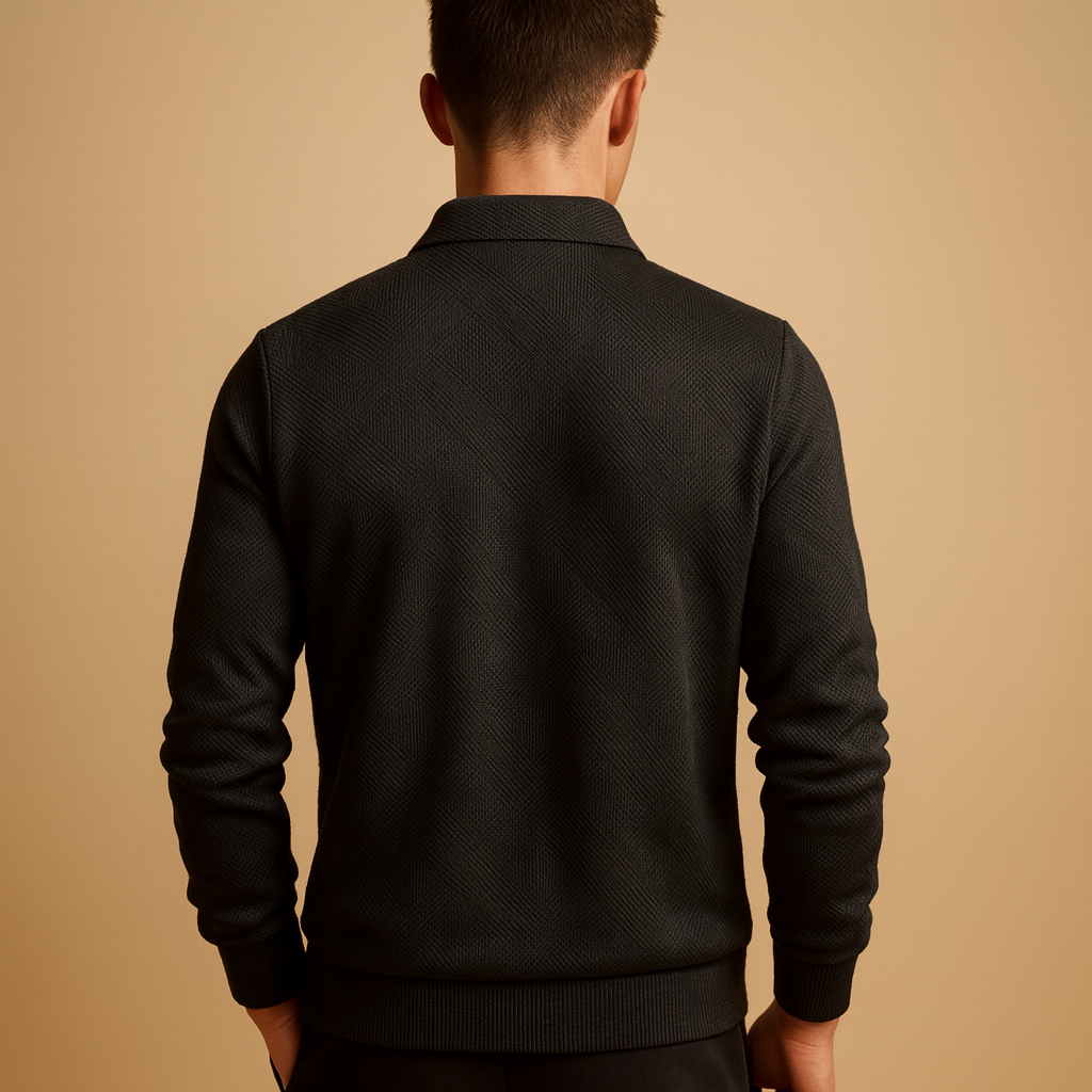 Geometric polo sweater with quarter zip for men | Adrian