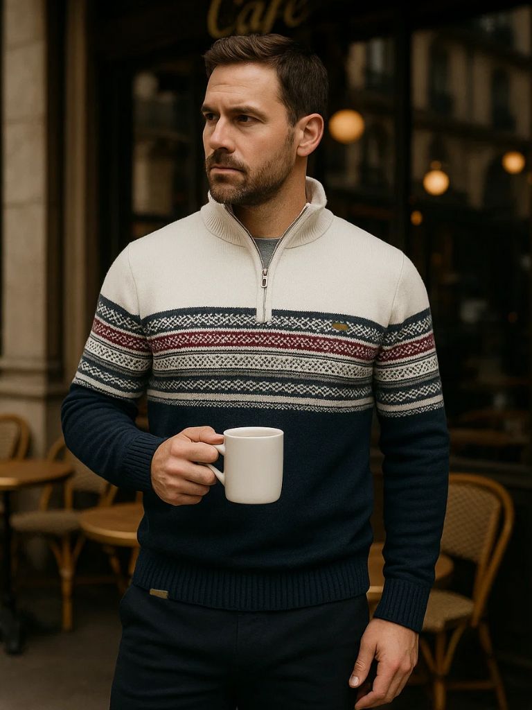 Half Zip Knit Pullover Sweater for Men