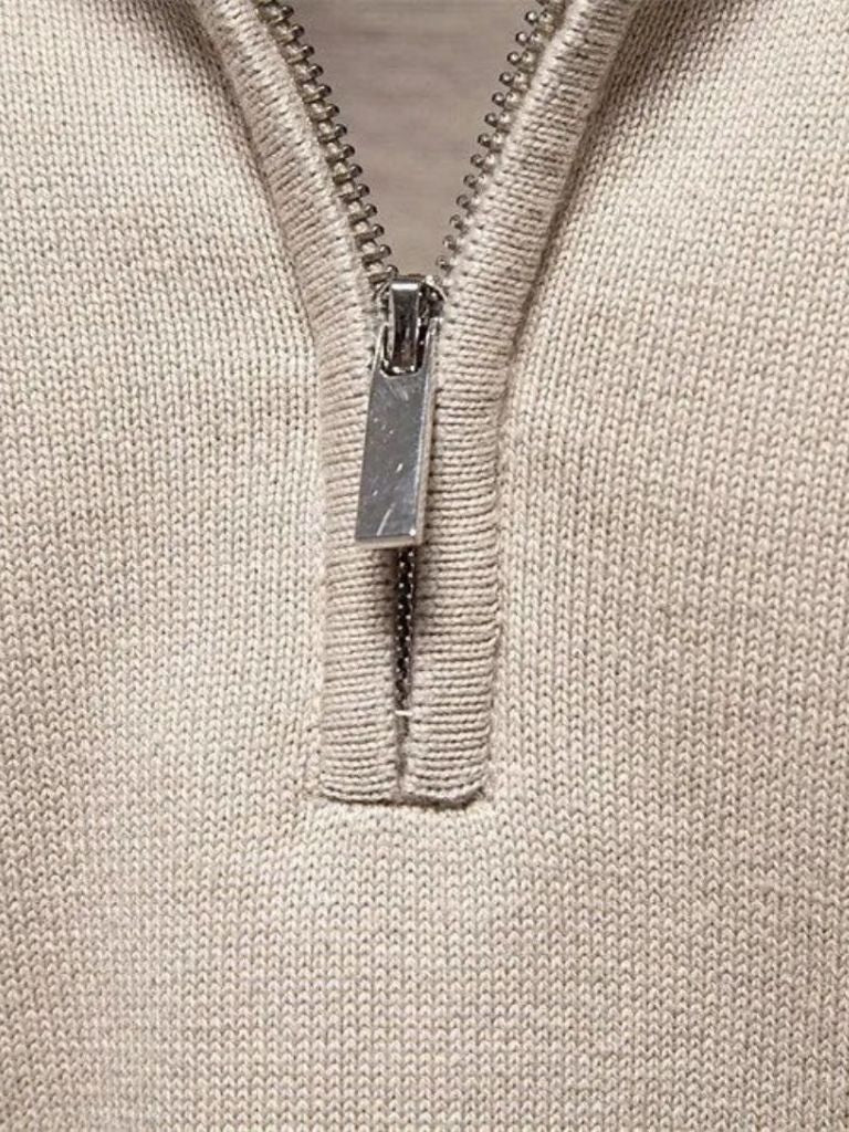 Half Zip Knitwear Solid Color Cardigan Sweater for Men