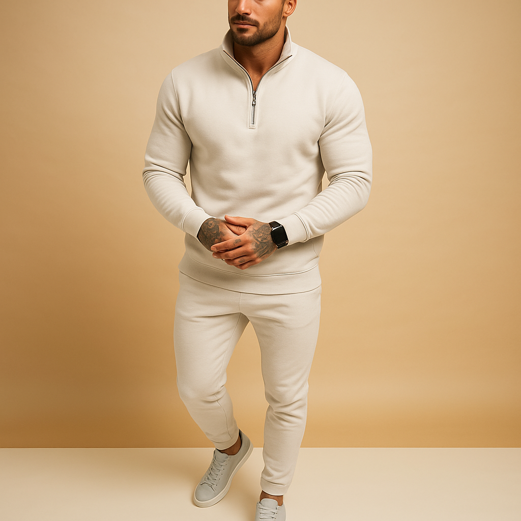 Half-zip sweatshirt and jogger set for men | Damien