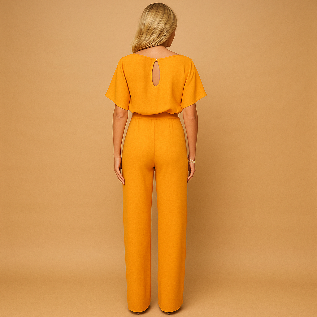 High-waist jumpsuit with lace-up detail for women | Tessa