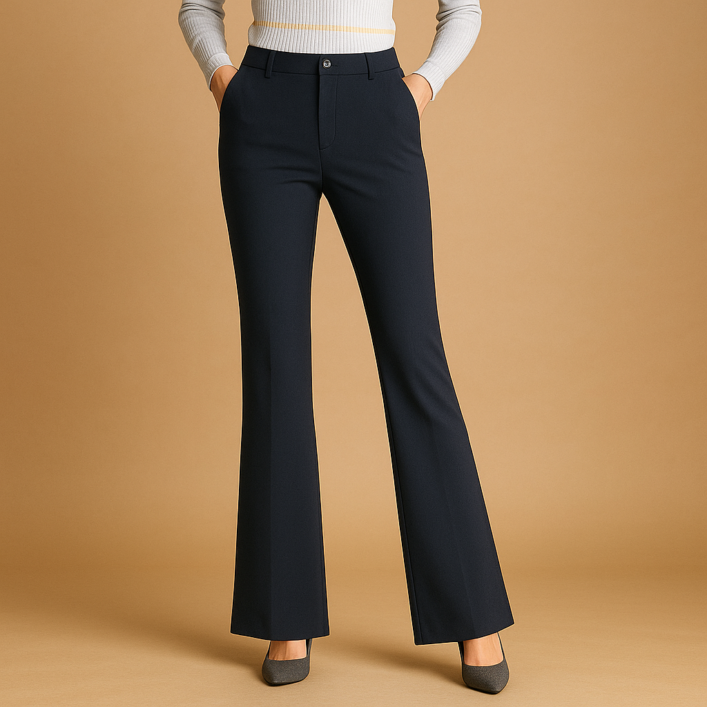 High-waisted flared trousers with elegant silhouette for women | Renata