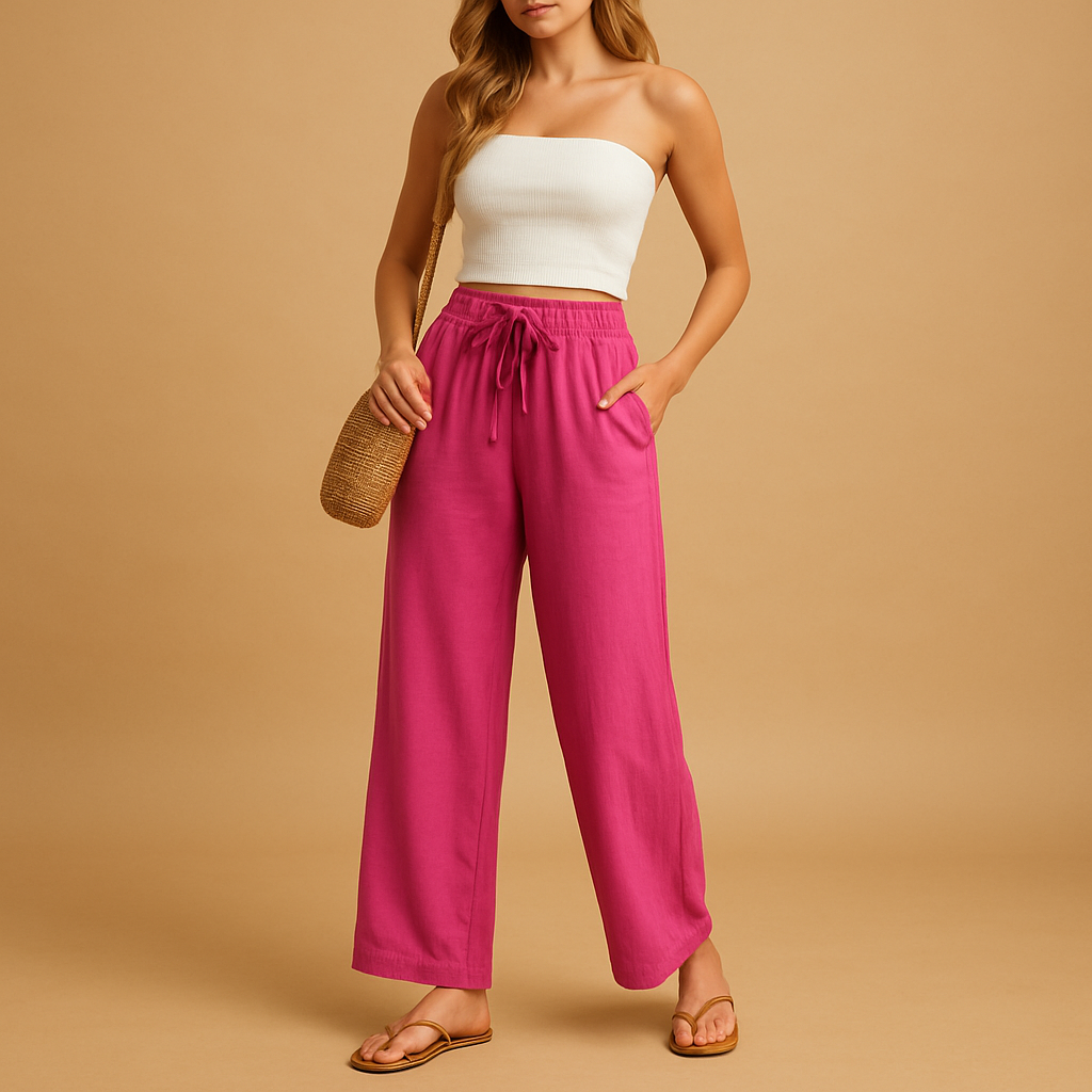 High-waisted lounge pants with straight leg for women | Talia