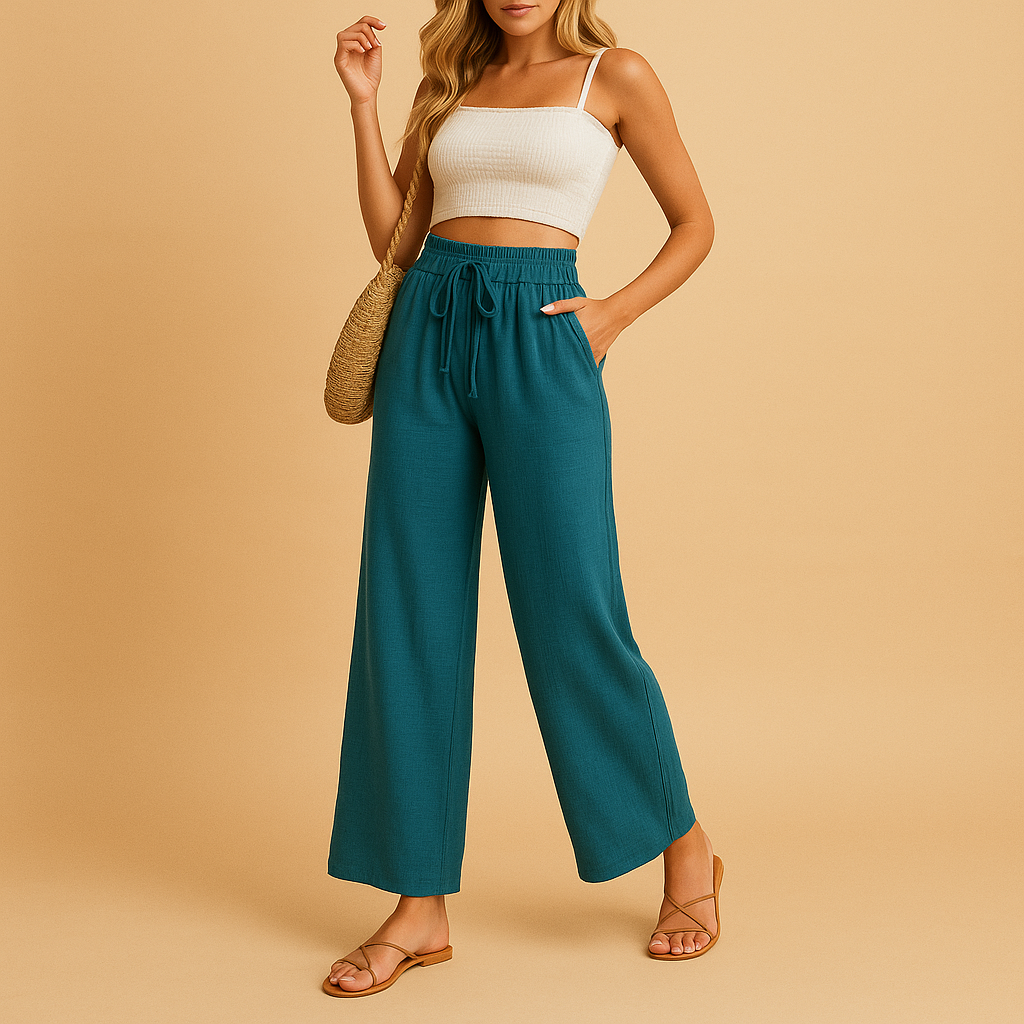 High-waisted lounge pants with straight leg for women | Talia