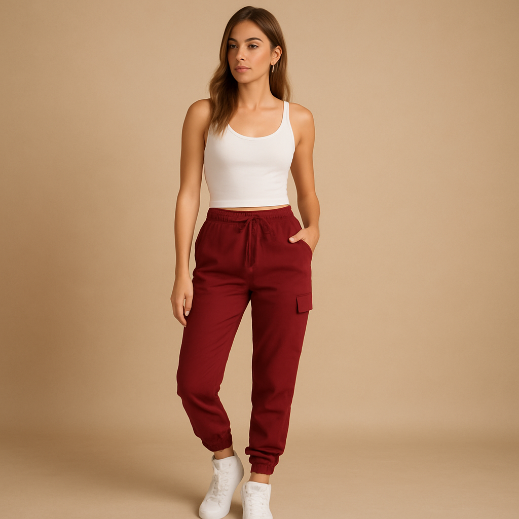 High-waisted slim cargo pants for women | Elina