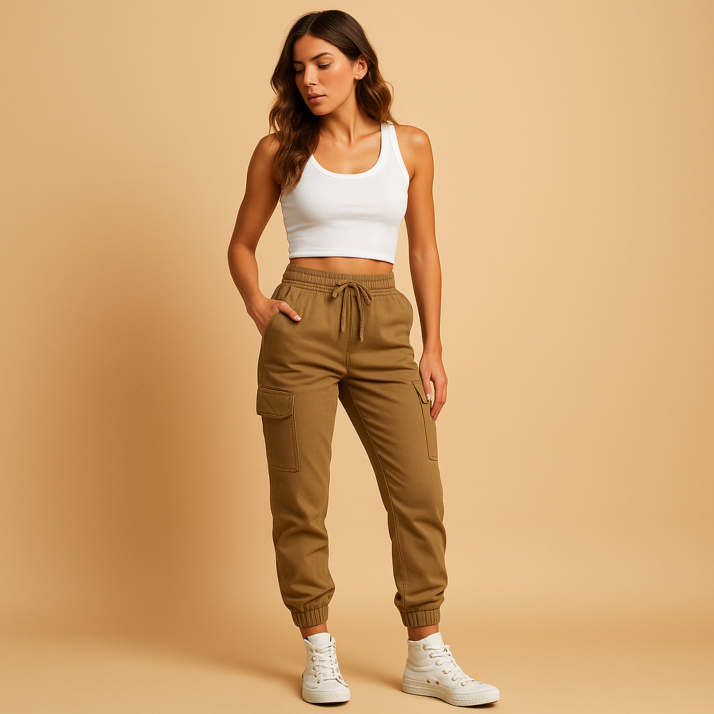 High-waisted slim cargo pants for women | Elina