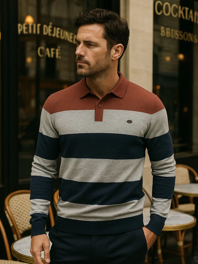 Knit Color Half Zip Knitwear for Men