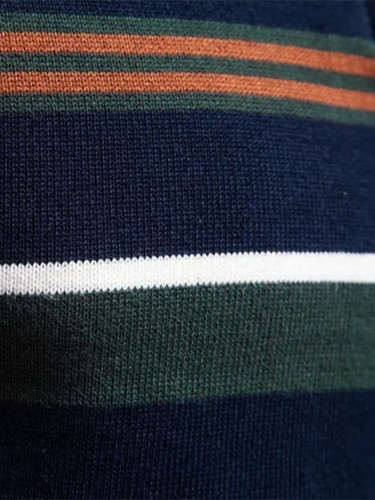 Knit Striped Quarter-Zip Jumper Sweater for Men