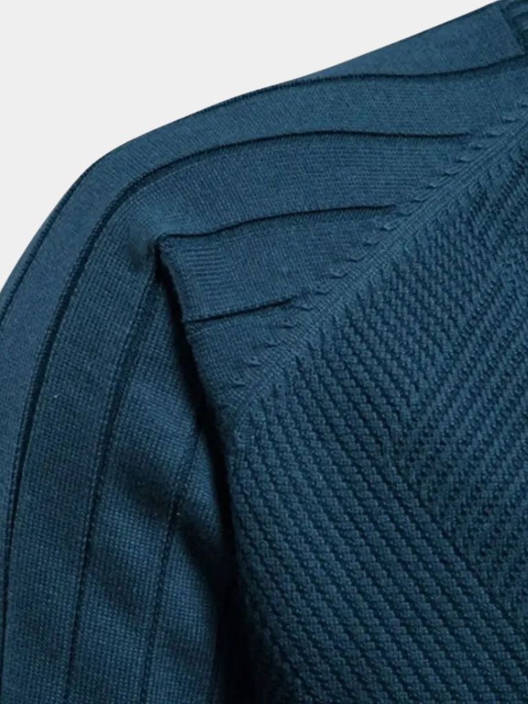 Knit Zipper Jacquard Solid Color Cardigan Sweater for Men