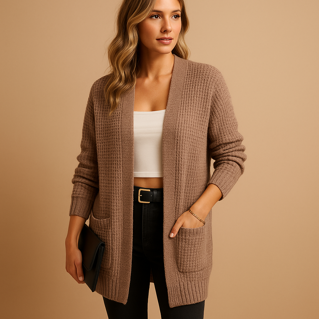 Knitted casual vest with pockets for women | Isla