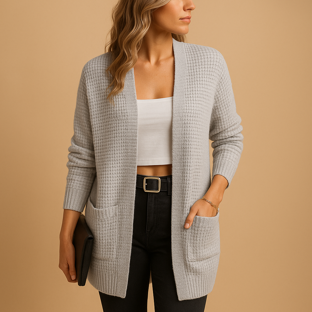 Knitted casual vest with pockets for women | Isla