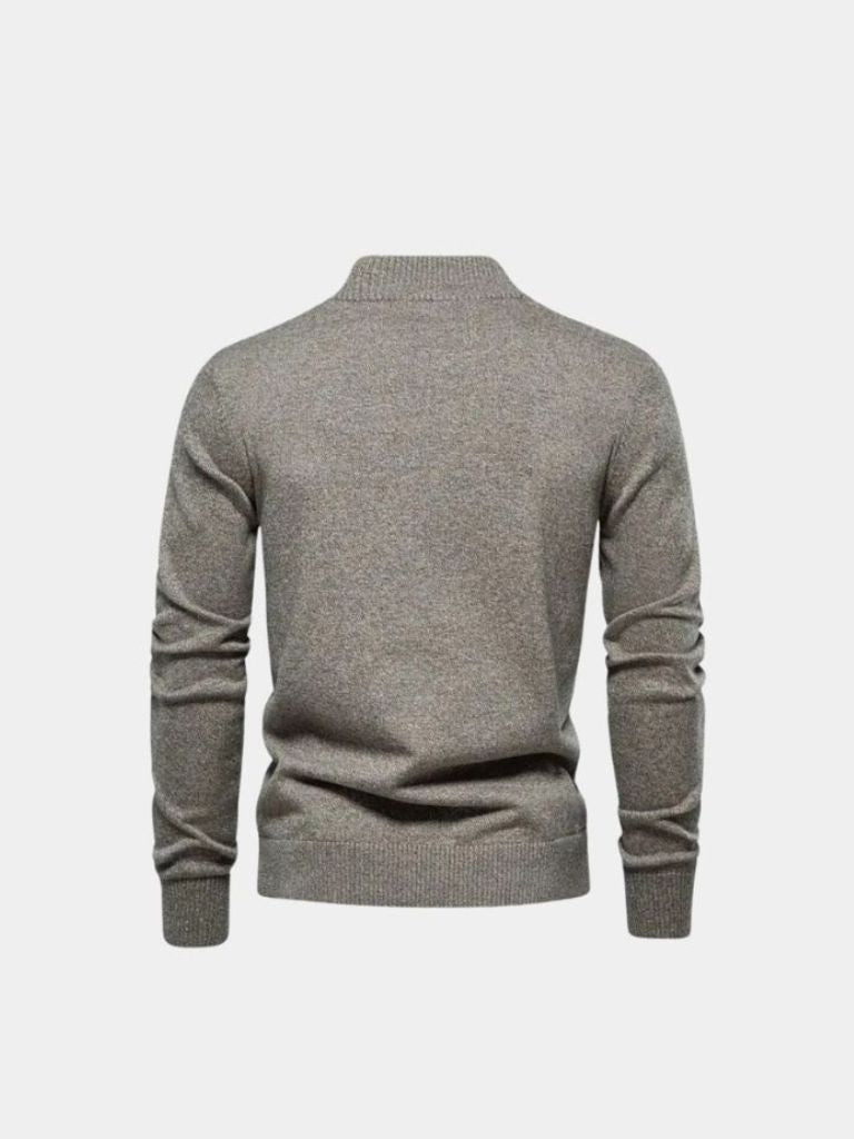 Knitted Stand Collar Cotton Cardigan for Men