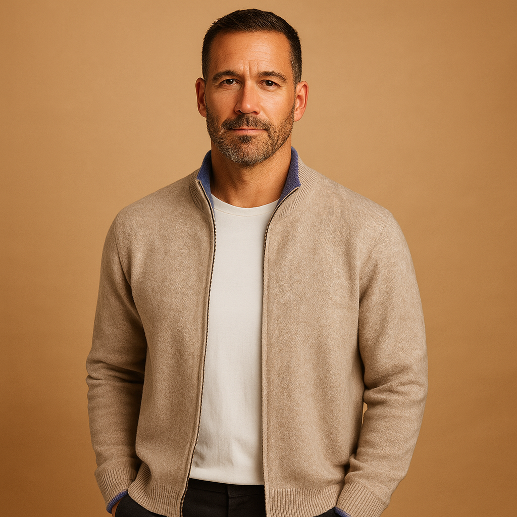 Knitted zip cardigan for men with collar | Elliot