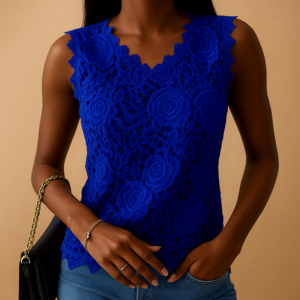 Lace blouse with round neck for women | Sophie