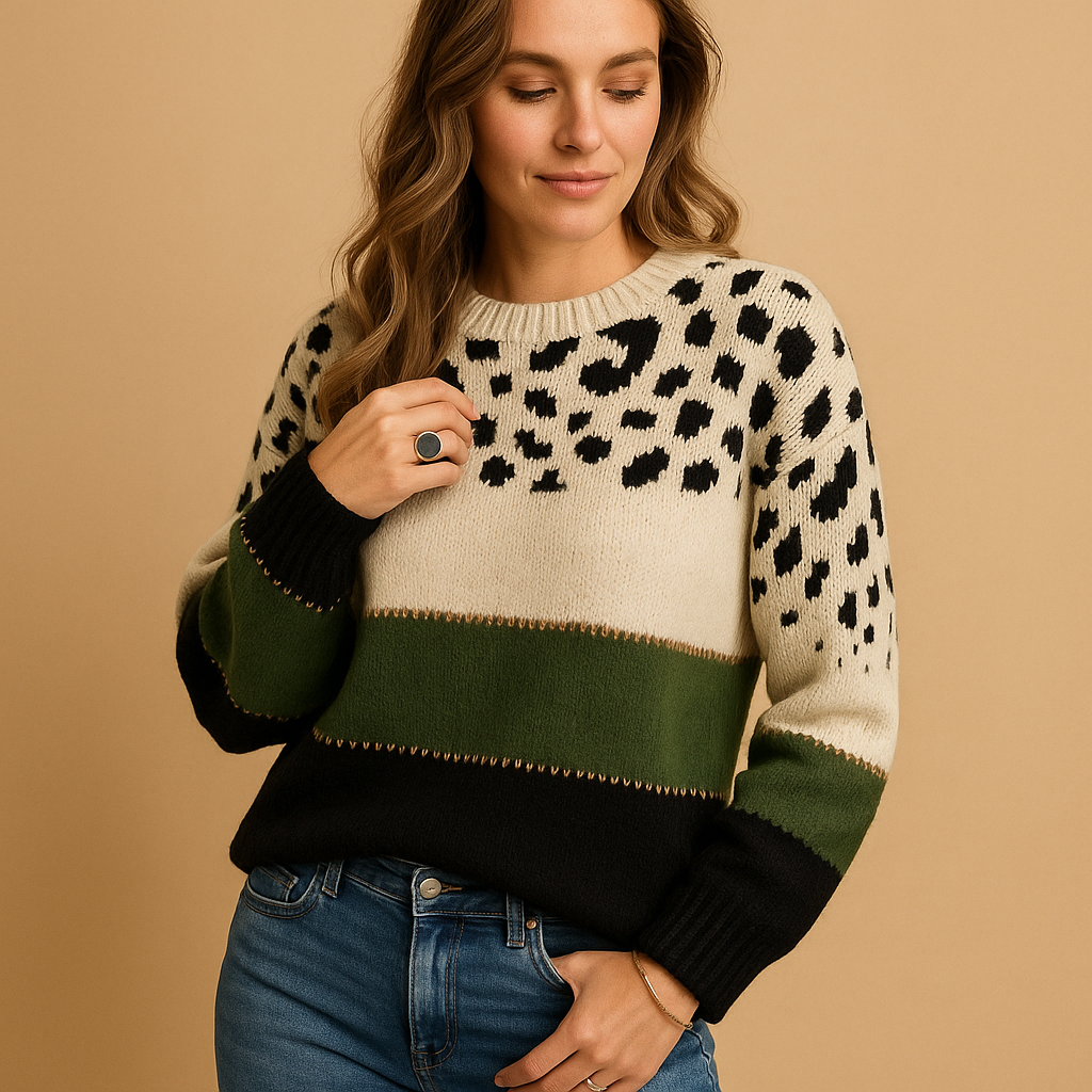 Leopard print cotton sweater for women | Brielle
